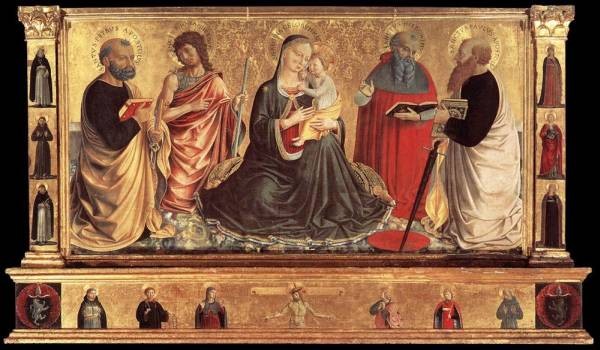 GOZZOLI Benozzo Madonna and Child with Sts John the Baptist Peter Jerome and Paul